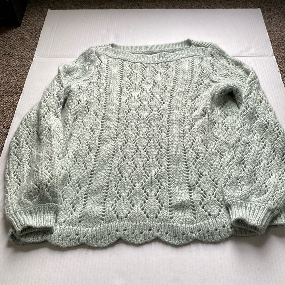 Loft Light Blue Teal Women Size M Wool Blend Sweater